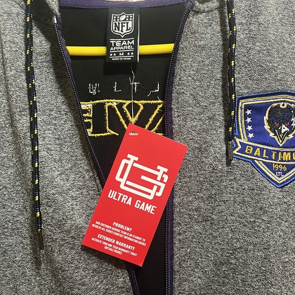 Ultra Game NFL Men's Full Zip Soft Fleece Hoodie Letterman Varsity Jacket - Picture 3 of 3